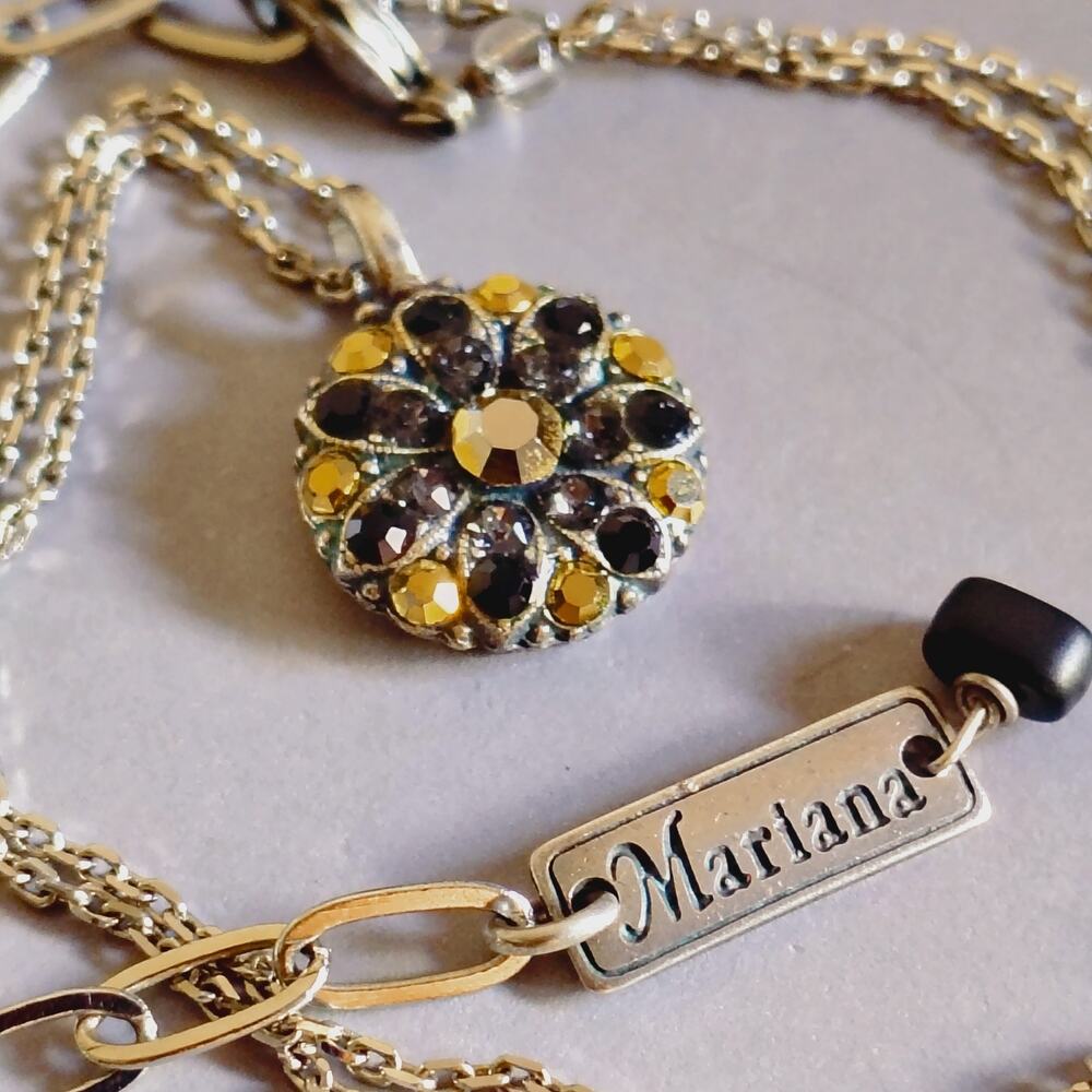 ***RARE FIND***MARIANA GUARDIAN ANGEL/CRYSTAL - TWO SIDED PENDANT NECKLACE